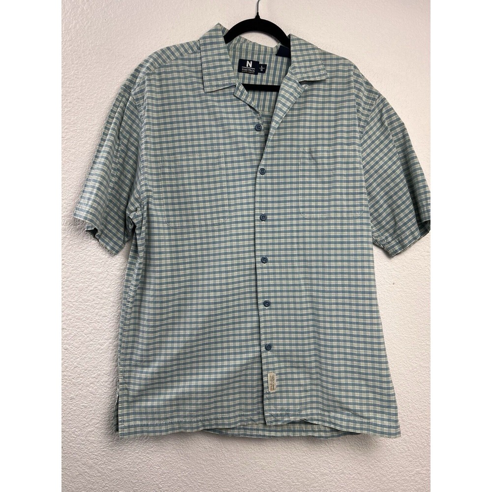 Nautica Button Up Shirt Mens Size L  Multicolor Plaid Short Sleeve Casual Cotton